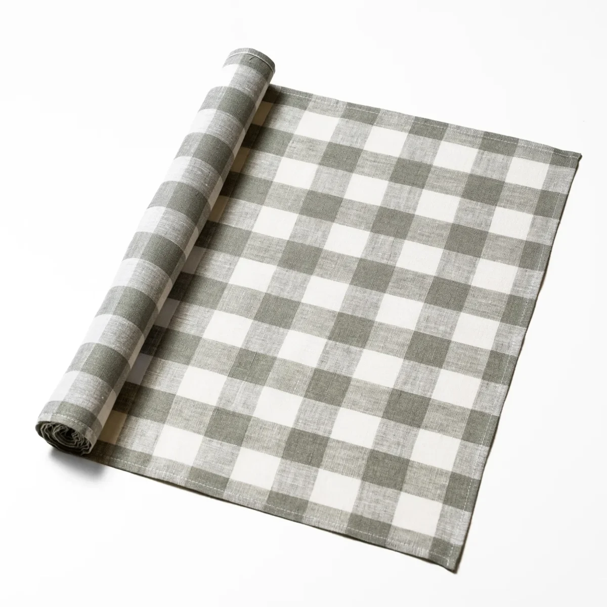Löpare Gingham grågrön-vit