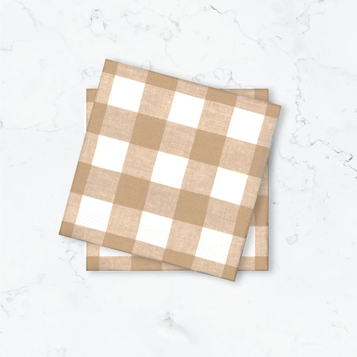 Papperservett Gingham Beige  33x33cm 50st