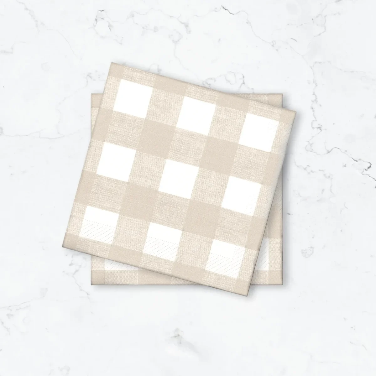 Papperservett Gingham Beige  33x33cm 50st