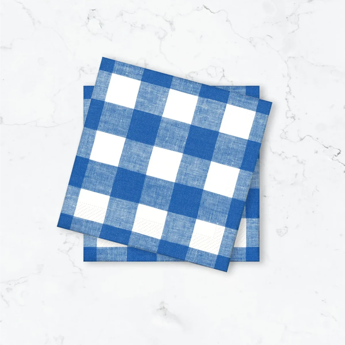 Papperservett Gingham Blå 33x33cm 50st