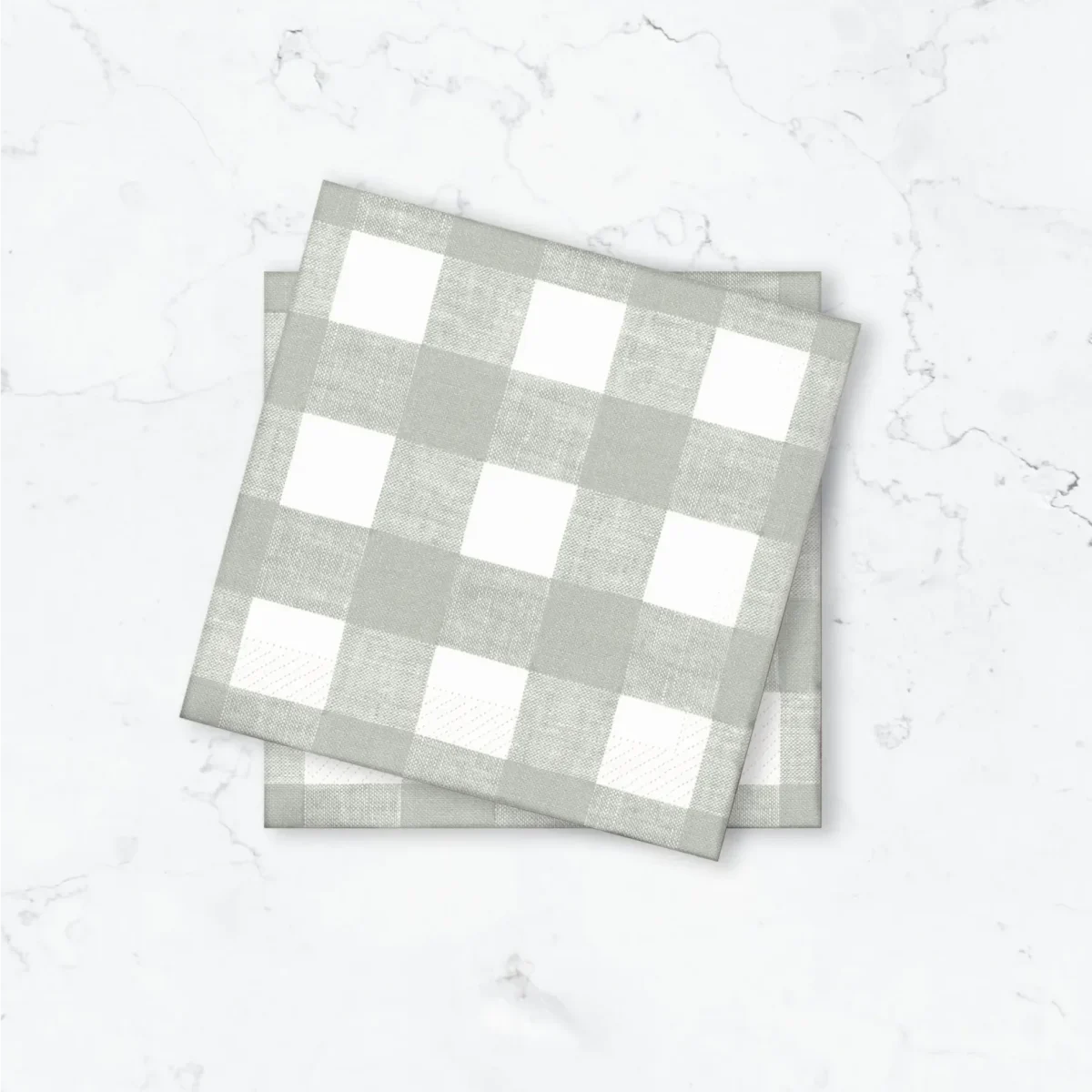 Papperservett Gingham Grågrön 33x33cm 50st