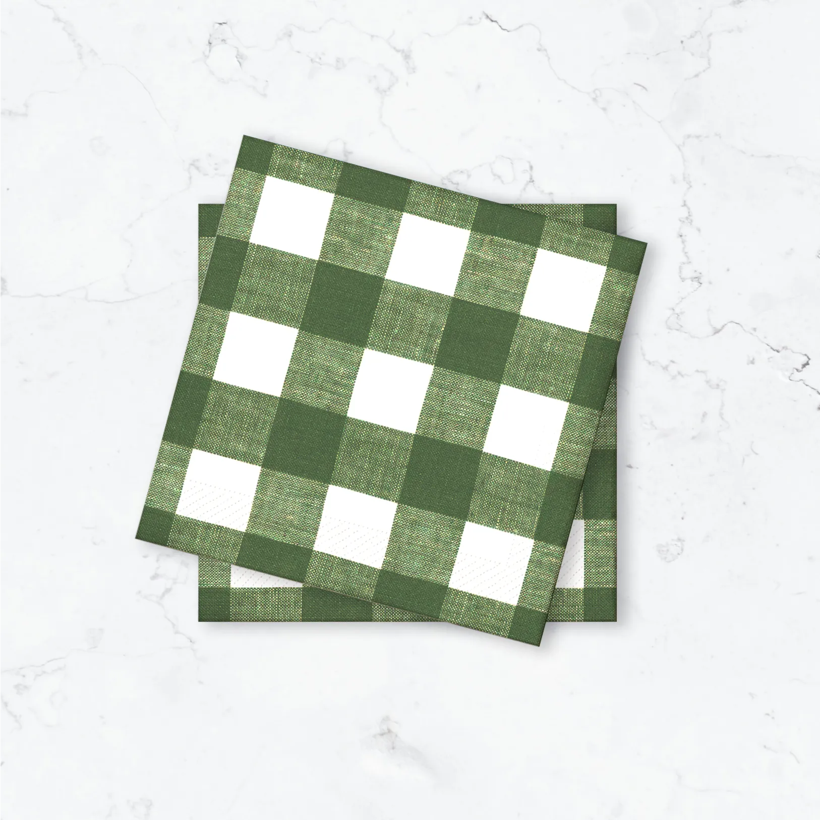 Papperservett Gingham Grön 33x33cm 50st