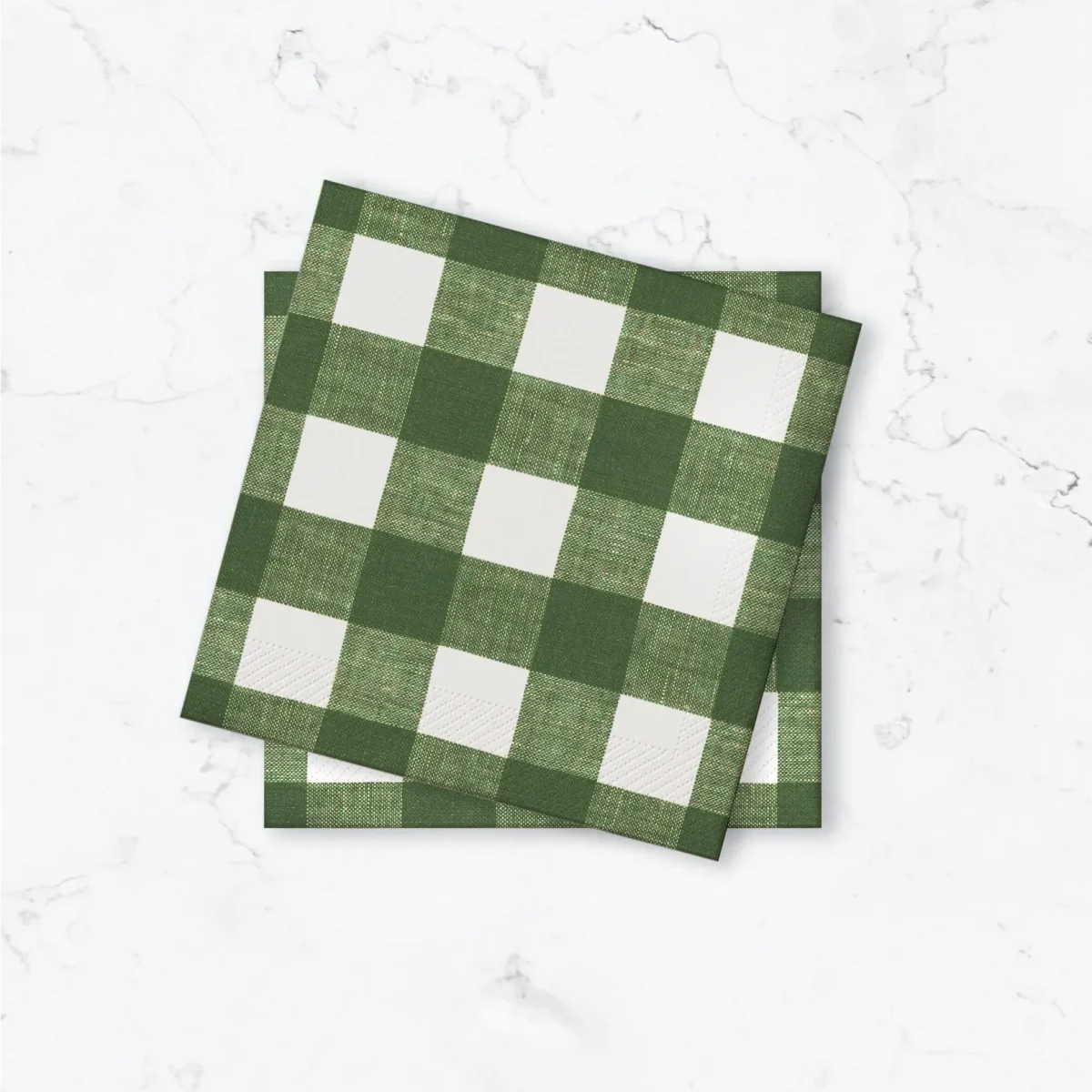 Papperservett Gingham Grön 33x33cm 50st