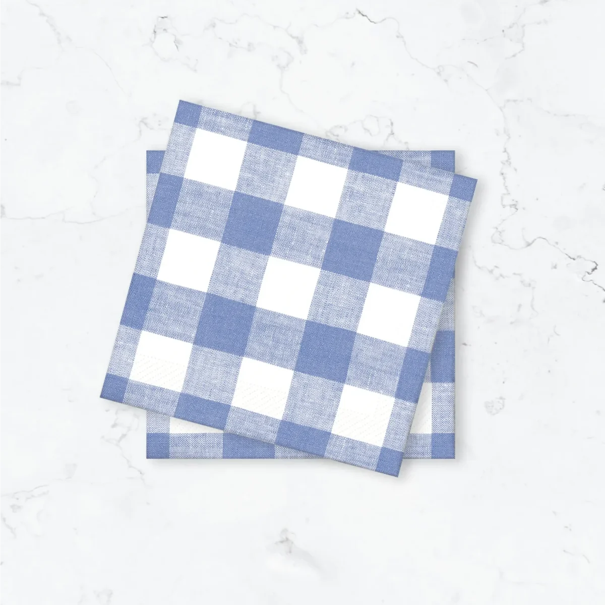 Papperservett Gingham Blå 33x33cm 50st