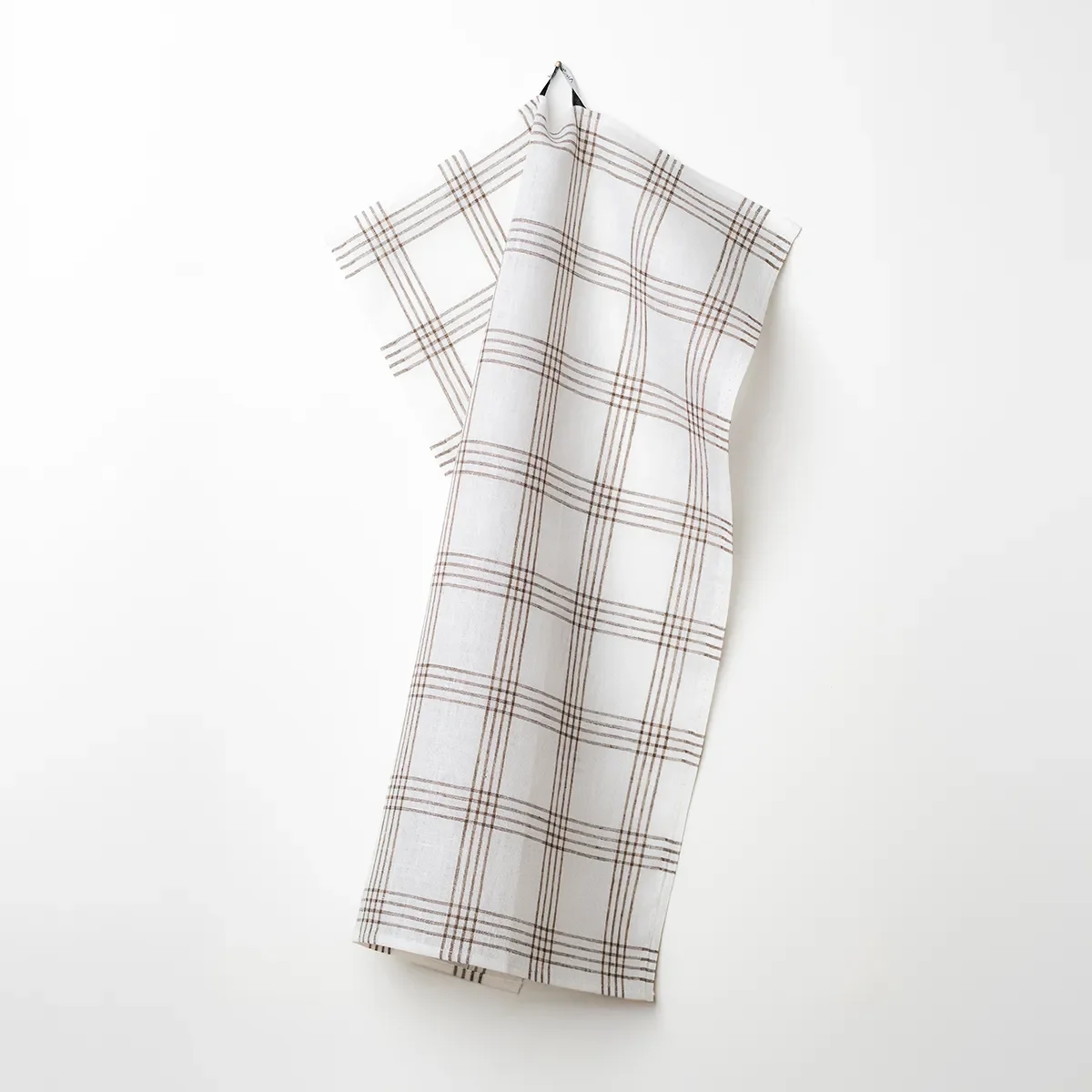 Handduk Ruta brun-vit